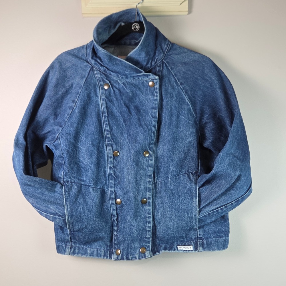 Palmetto's Denim Jacket Womens M Blue Excellent Vintage Double Breasted 80s 90s